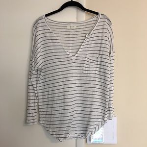 Madewell striped v-neck shirt, 3/4 sleeve, medium