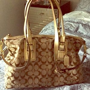 Large size gold Coach bag