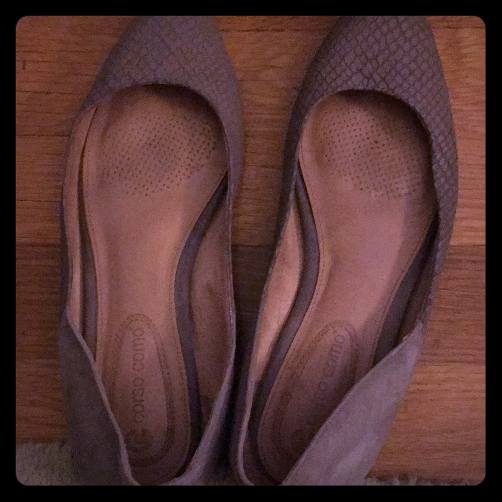 Corso Como flats - grey/tan embossed snake suede