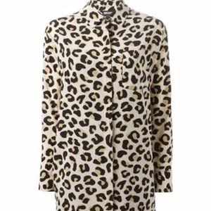 DKNY Silk Leopard Print Shirt Dress