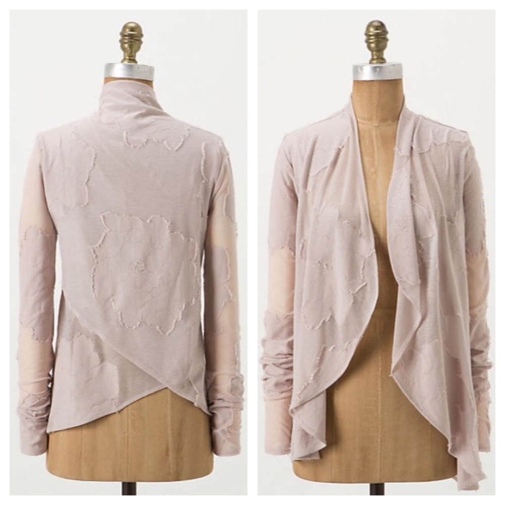 Anthropologie Deletta Blushed Peonies Cardigan