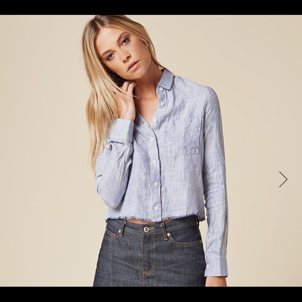 NWT raw hem button up