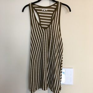 Madewell striped tank, size large, olive/cream