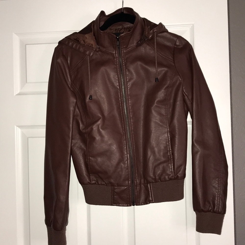 Forever 21 never worn brown faux leather bomber