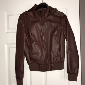 Forever 21 never worn brown faux leather bomber
