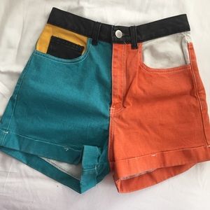 American Apparel High Waist Color Block Shorts