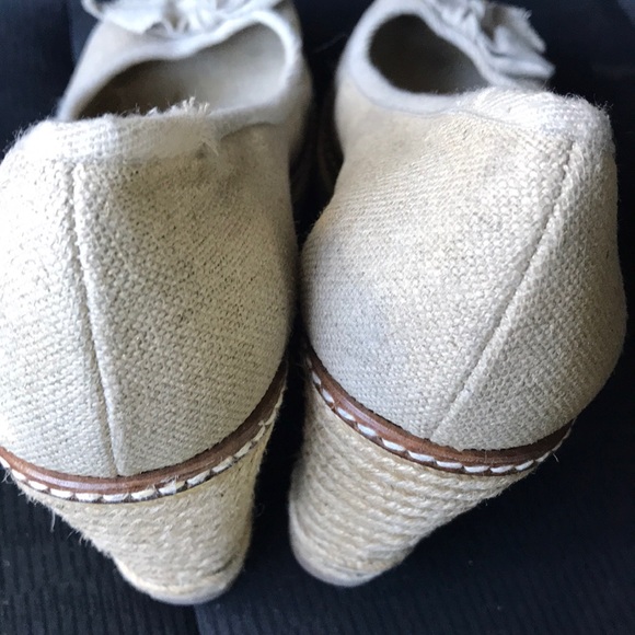{Tory Burch} Linen Canvas Jackie Espadrille Wedges - Picture 4 of 6