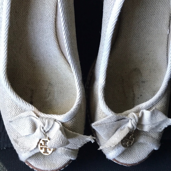 {Tory Burch} Linen Canvas Jackie Espadrille Wedges - Picture 5 of 6