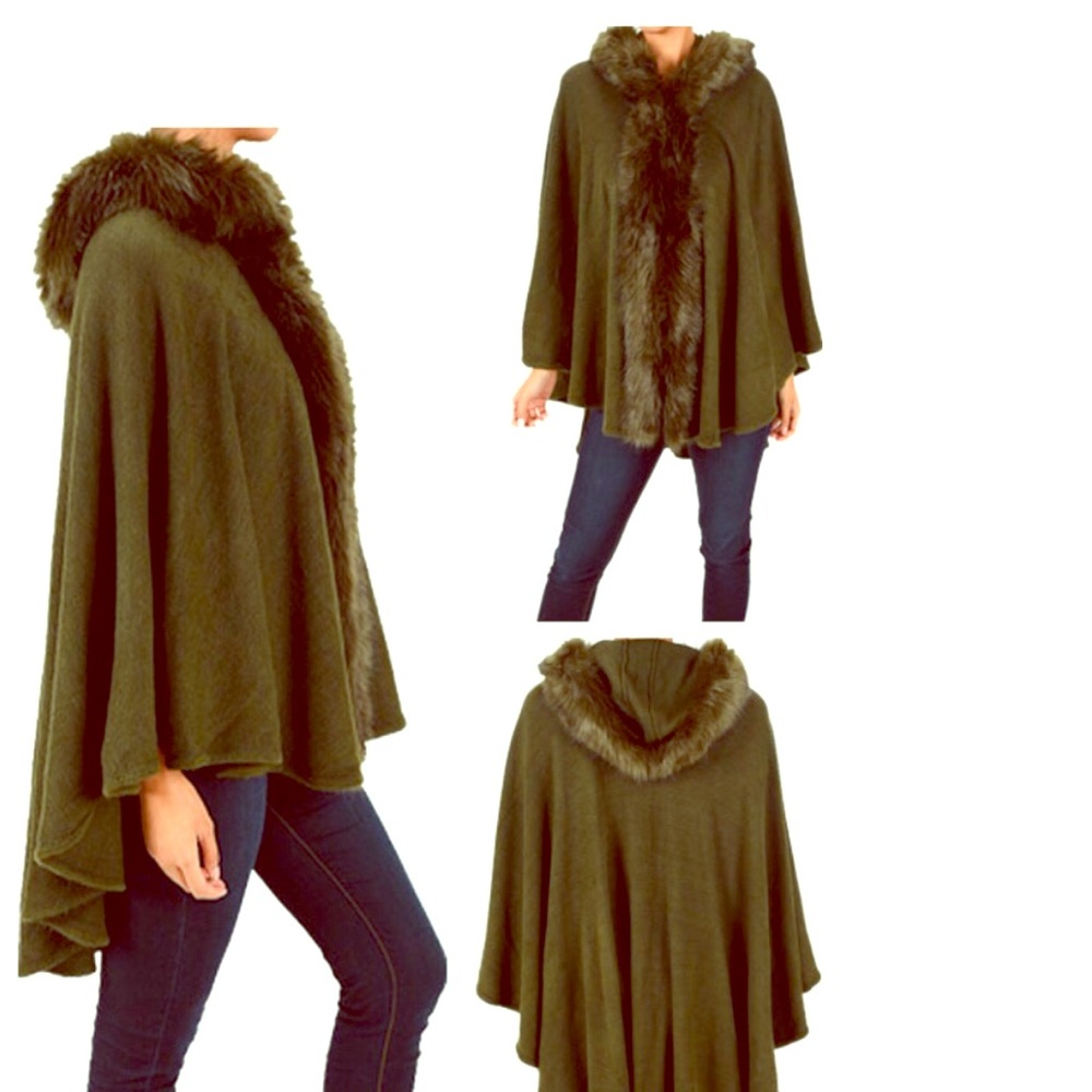 Olive Hoodie Poncho