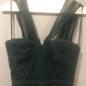 Amsale forest green bridesmaid dress- floor length