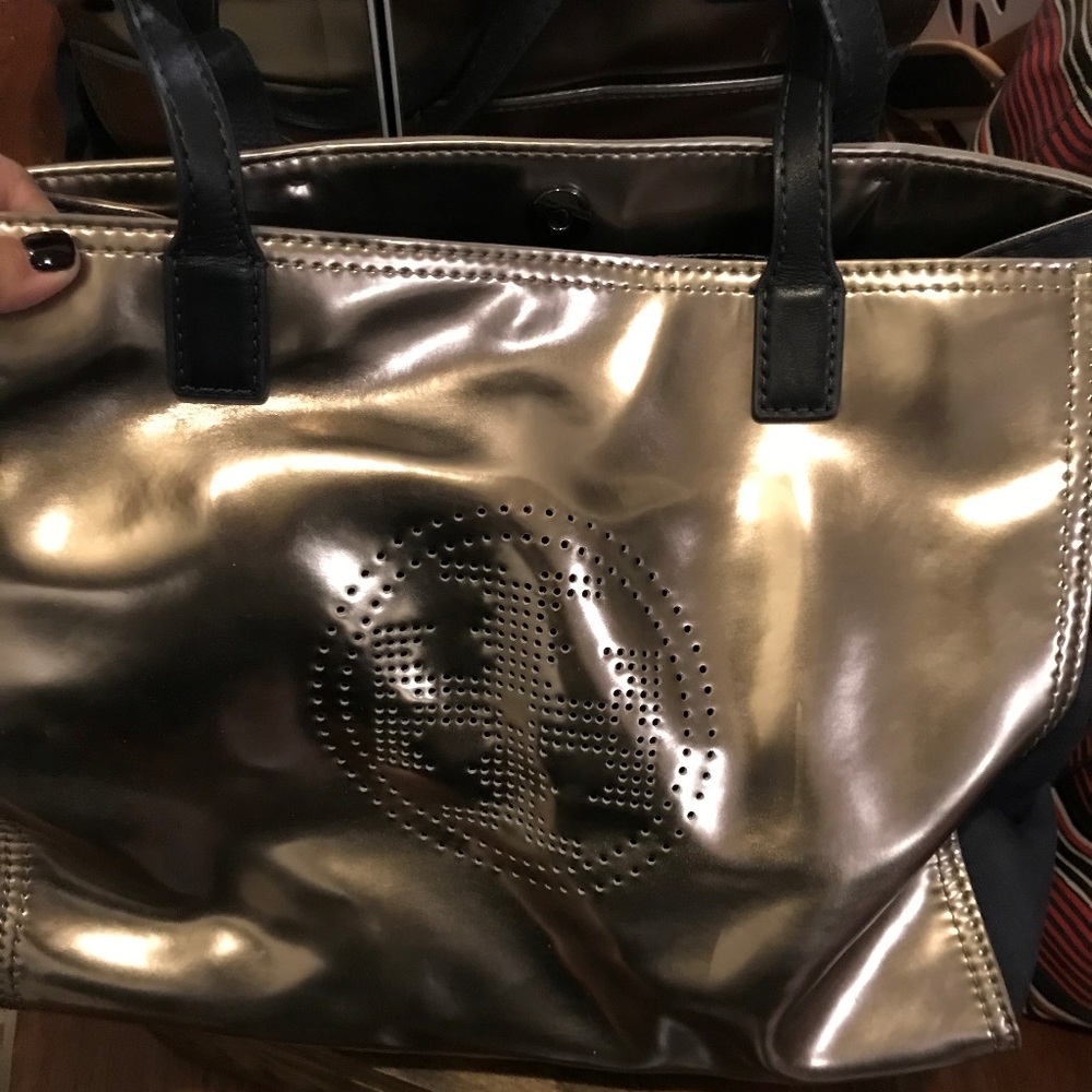 Tory Burch Metallic Perforated East/West Tote