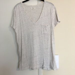 Madewell v-neck shirt, cream w/ black specks, med