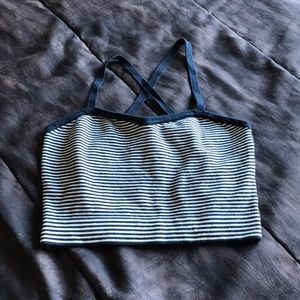 American Apparel Striped Crop Knit Top