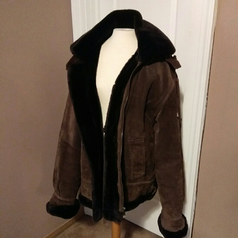 Leather brown bomber