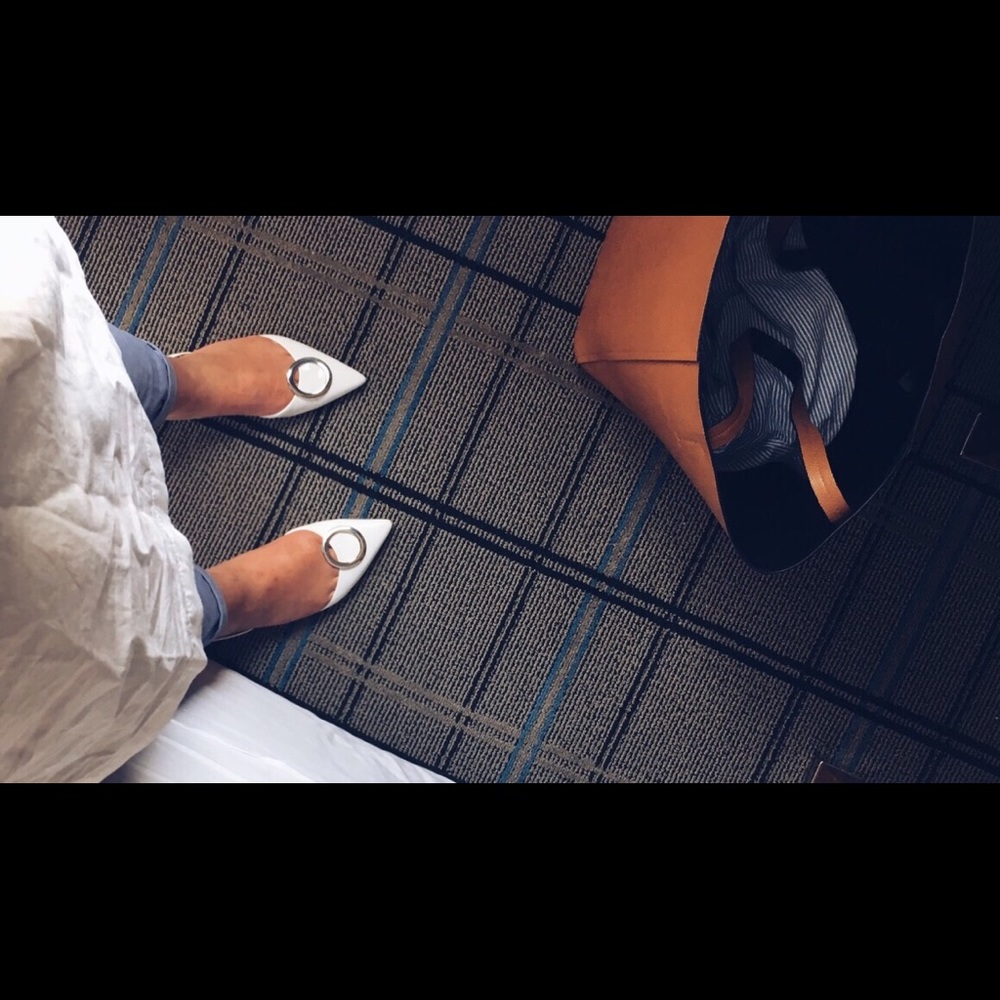 Zara White Pointed Flats