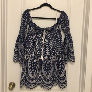 Red Carter Diedra Off-the-Shoulder Lace Dress, XS