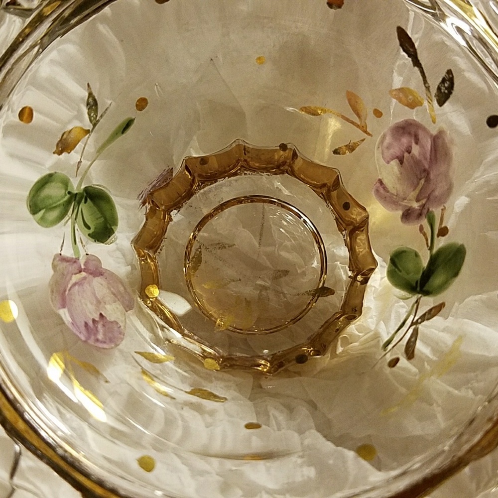 Vintage glass flower jewelry bowl
