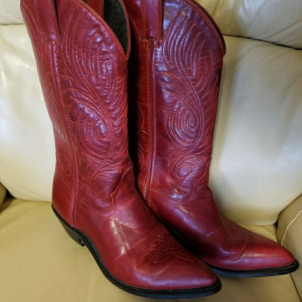 Red Leather Cowboy Boots