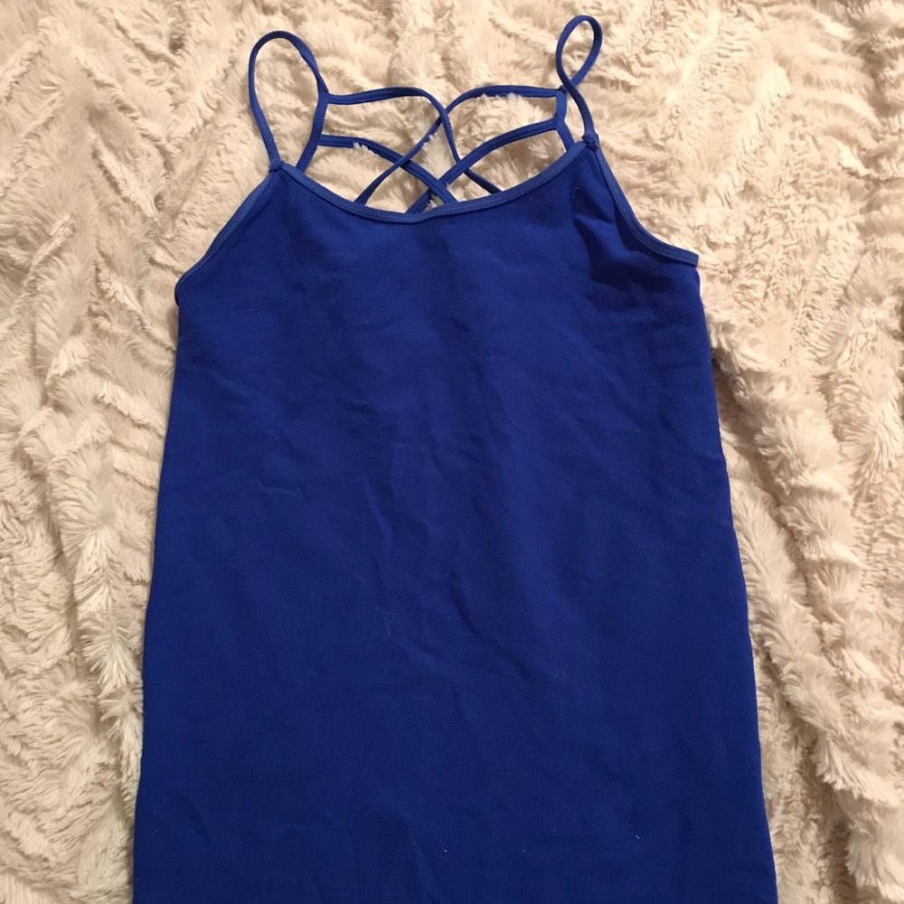 neon blue tank top
