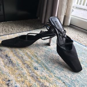 Shimmery black metallic heels