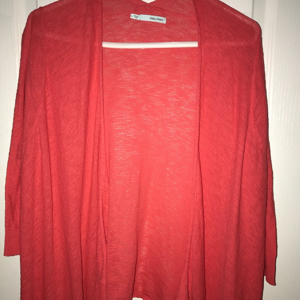 Coral high low cardigan