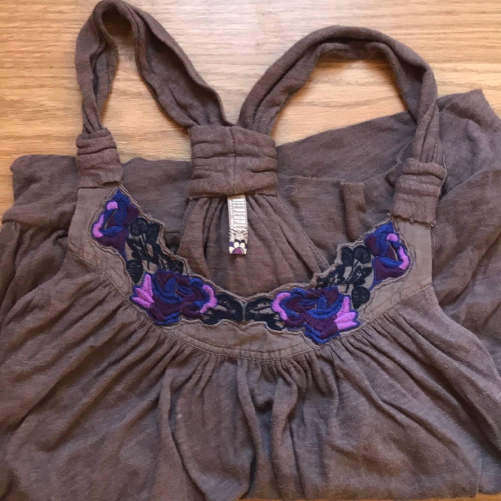 Free People Embroidered Floral Tank Top