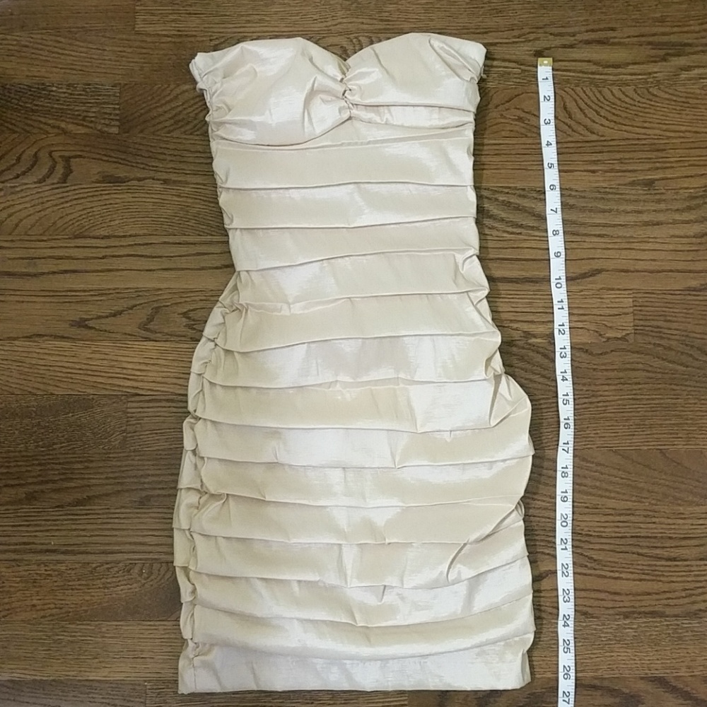 Arden B strapless Dress shimmery champagne color