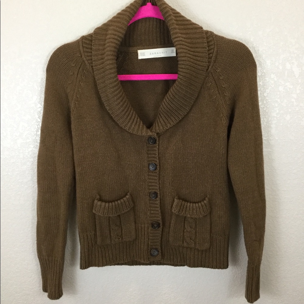 Zara Knit Brown Button Down Cardigan