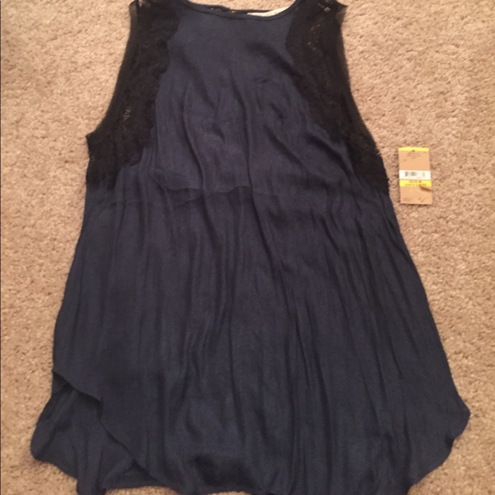 Rachel Roy navy tank with black lace