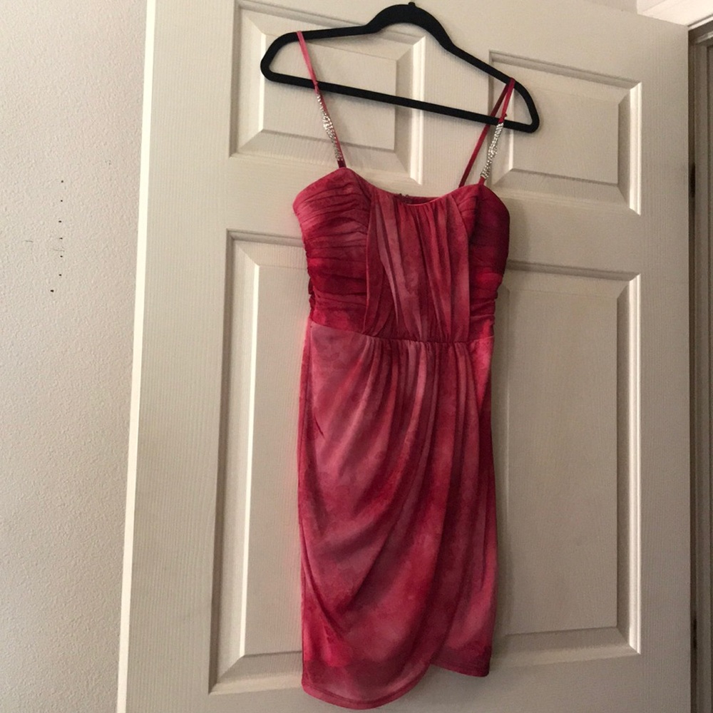 A Raspberry Cocktail Dress W/ Rhinestone Detail