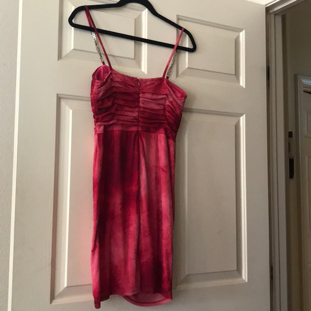 A Raspberry Cocktail Dress W/ Rhinestone Detail - Picture 2 of 4