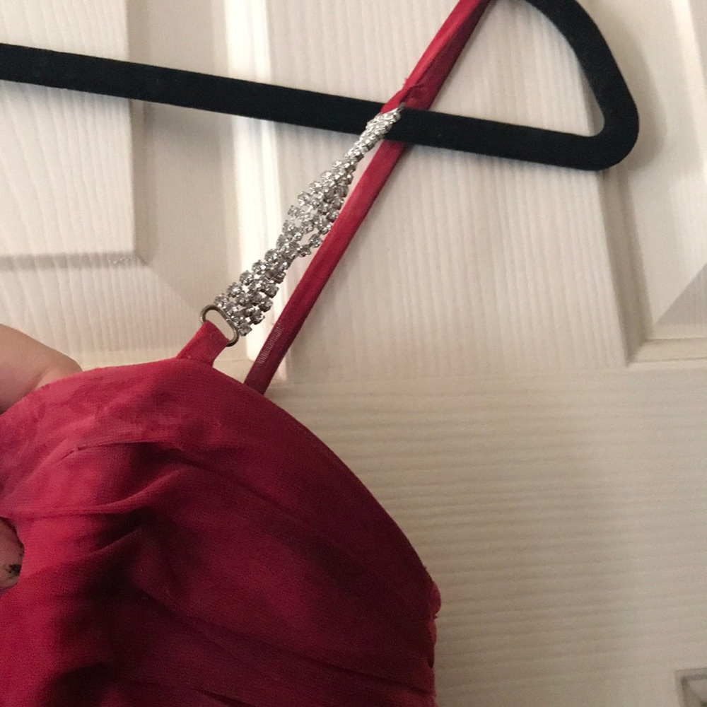 A Raspberry Cocktail Dress W/ Rhinestone Detail - Picture 3 of 4