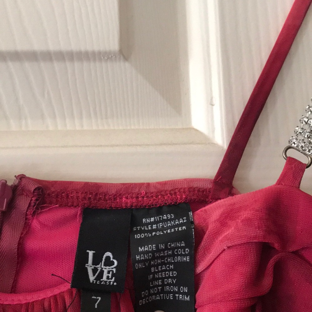 A Raspberry Cocktail Dress W/ Rhinestone Detail - Picture 4 of 4