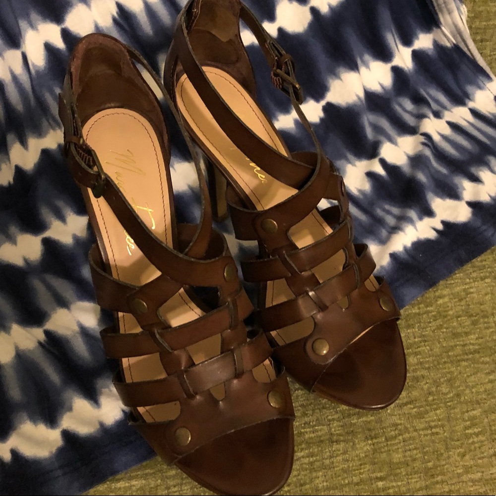 Brown leather heels