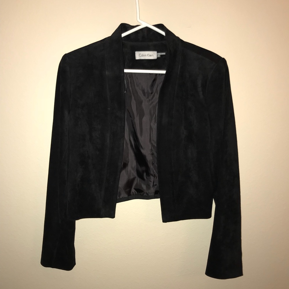 Calvin Klein suede cropped blazer