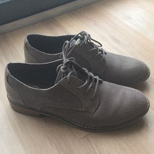 Taupe suede oxfords