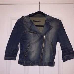 Zara cropped Motor Denim Jacket