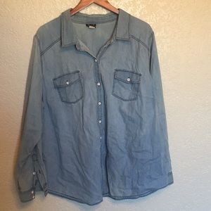 Torrid light denim long sleeved shirt