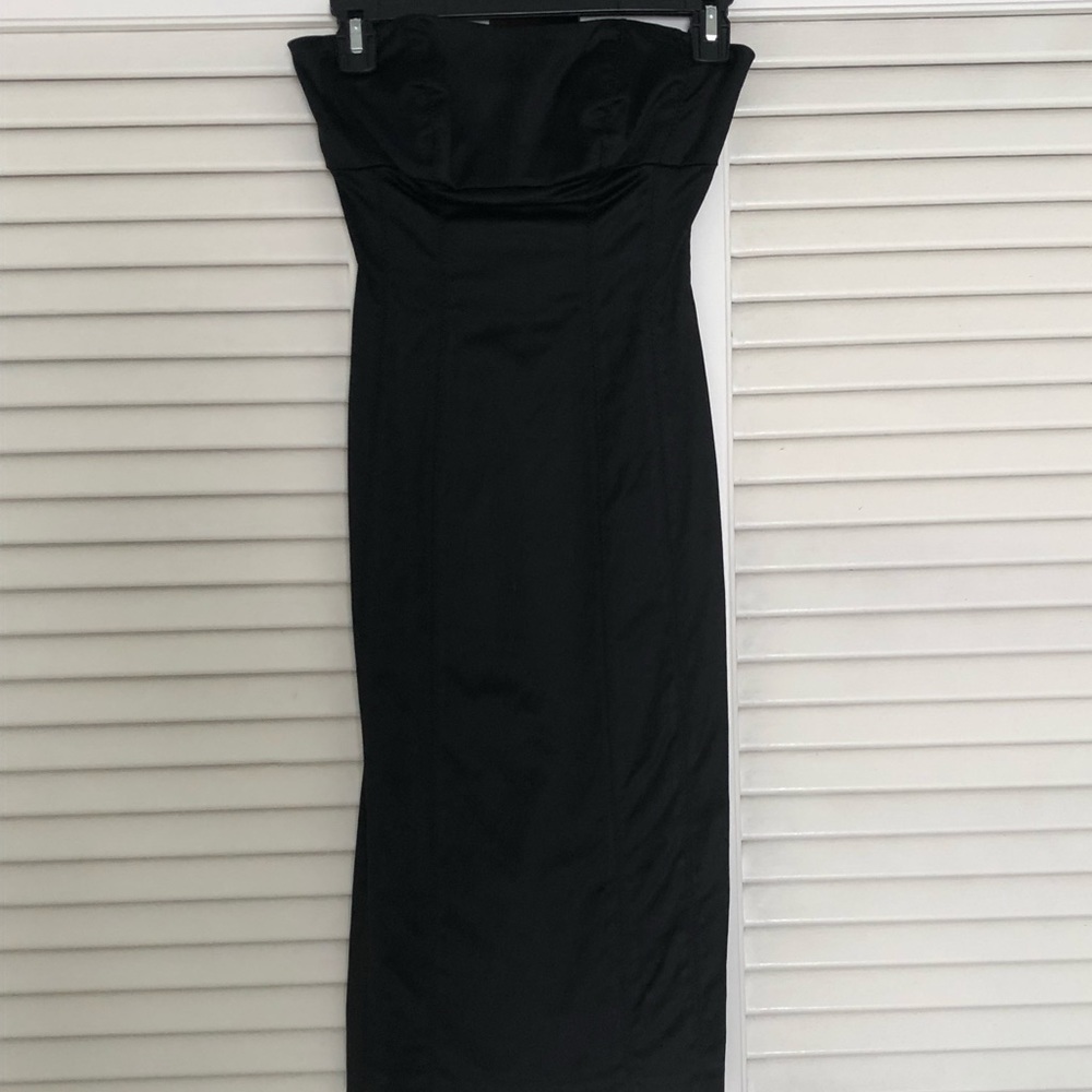 Bebe Sexy black midi satin dress