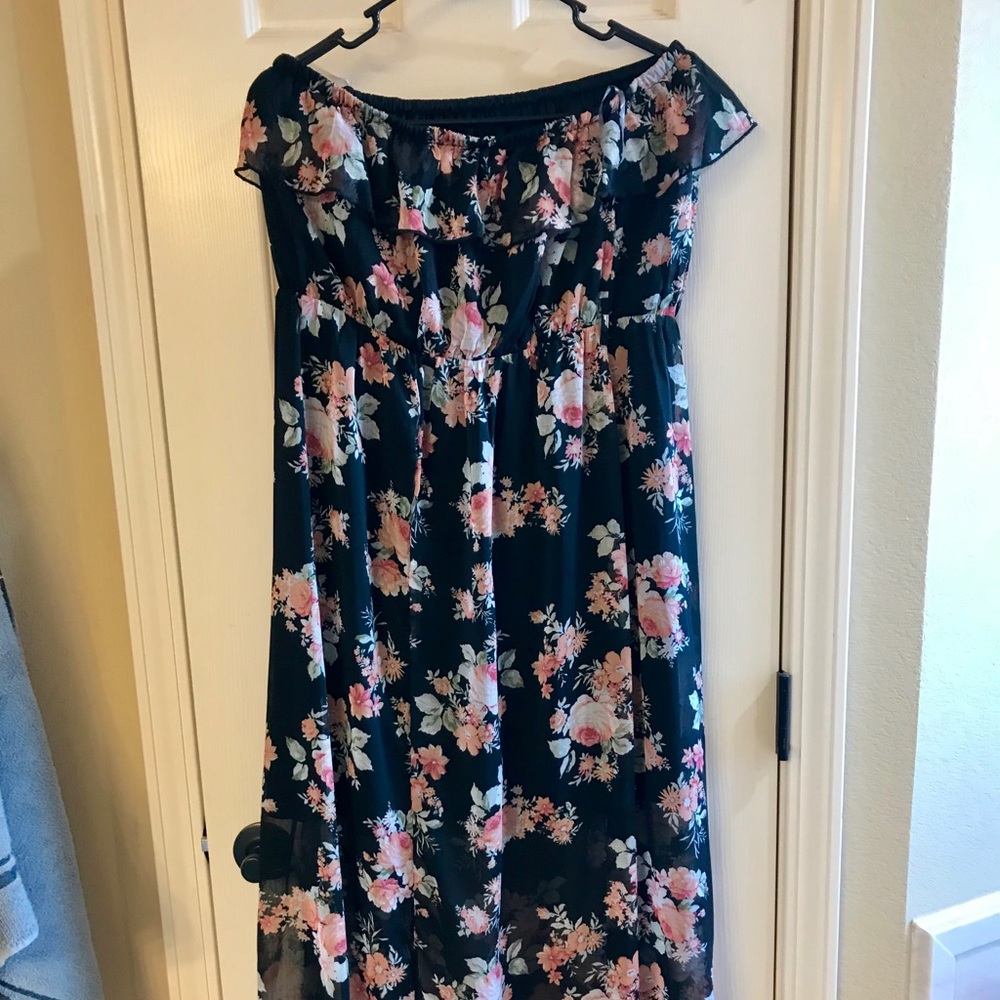 Strapless Chiffon Maxi with shorter underslip