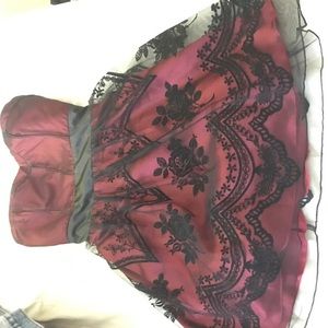 burgundy and black lace dress size 3