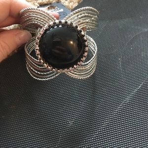 Silver and black cuff bracelet
