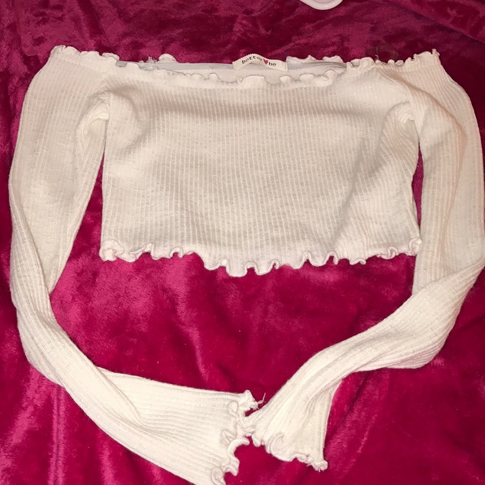 White off the shoulder crop top size small