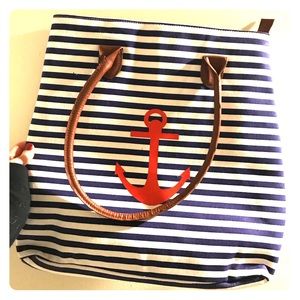 Beach tote navy/white