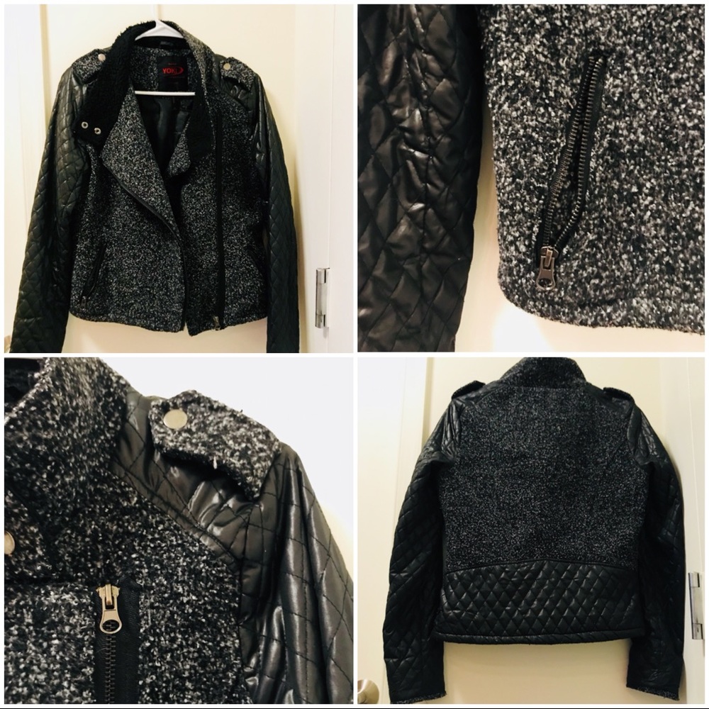 SALE!! Quilted Black Wool Zip-Up Jacket
