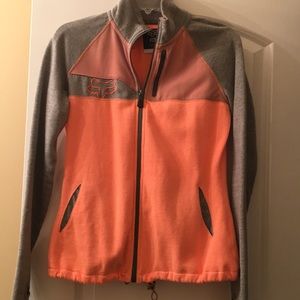 Orange and gray zip up jacket