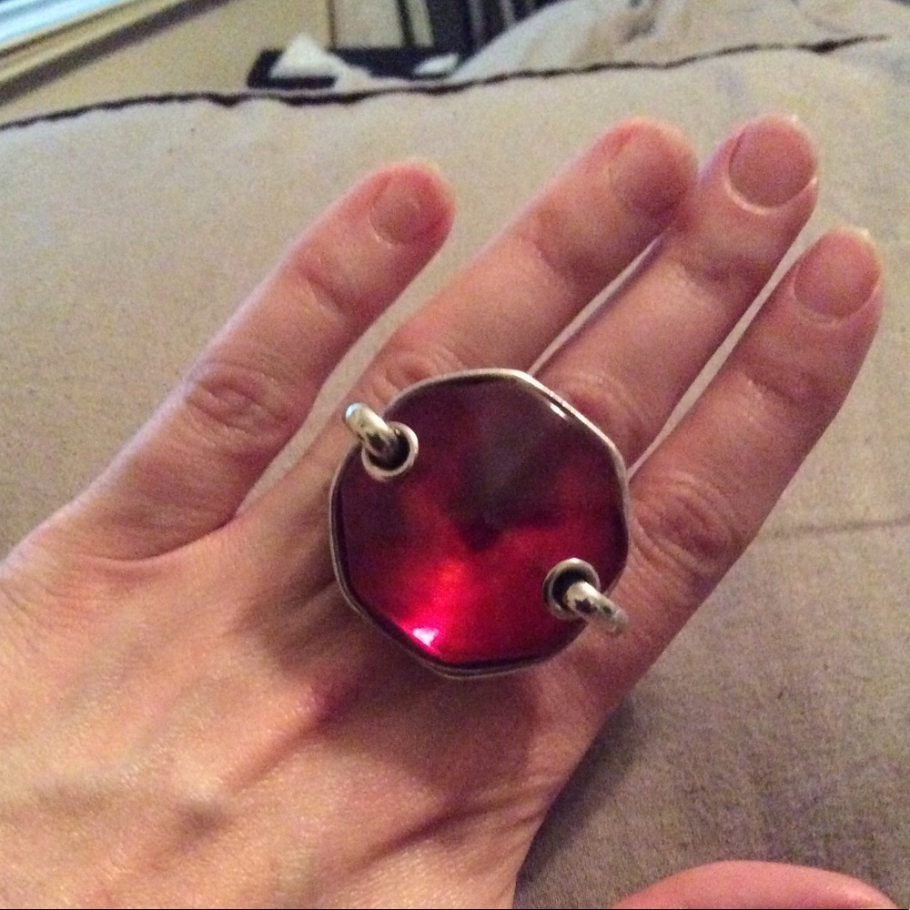 Uno De 50 Red Resin Statement Ring