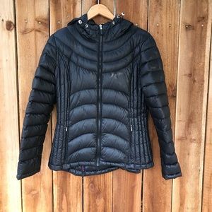 Down hooded jacket, black