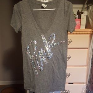 NWOT VS Pink sequin tee sz small