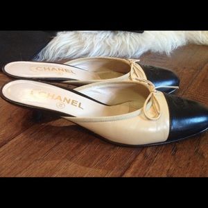 chanel cap toe mules